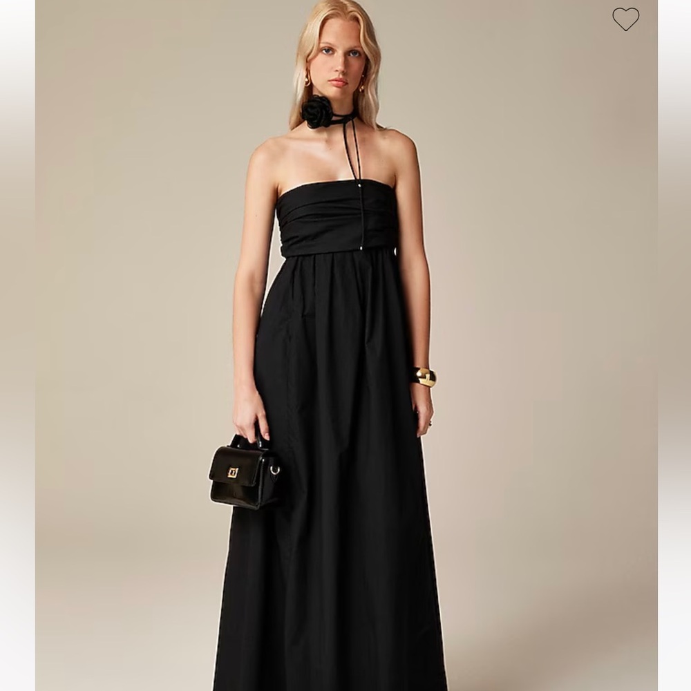 NEW!! J.Crew size 8 black Strapless bow-back maxi dress